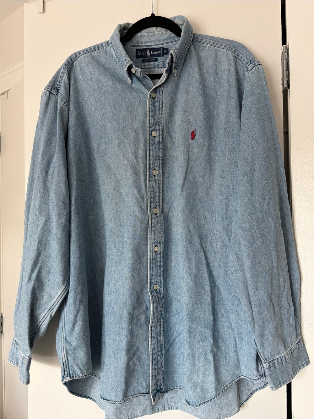 Polo Ralph Lauren Men’s Vintage 90's Denim Button-Down Shirt Red Pony XL